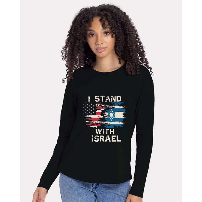 I Stand With Israel Patriotic Womens Cotton Relaxed Long Sleeve T-Shirt