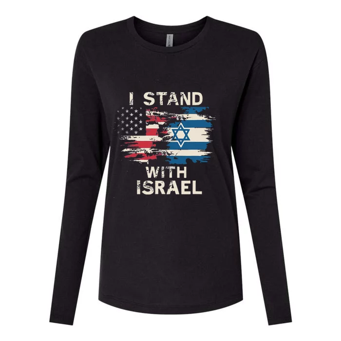 I Stand With Israel Patriotic Womens Cotton Relaxed Long Sleeve T-Shirt