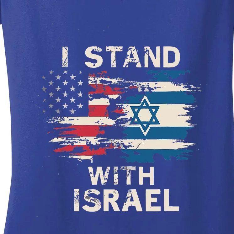 I Stand With Israel Patriotic Women's V-Neck T-Shirt