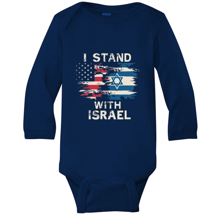 I Stand With Israel Patriotic Baby Long Sleeve Bodysuit