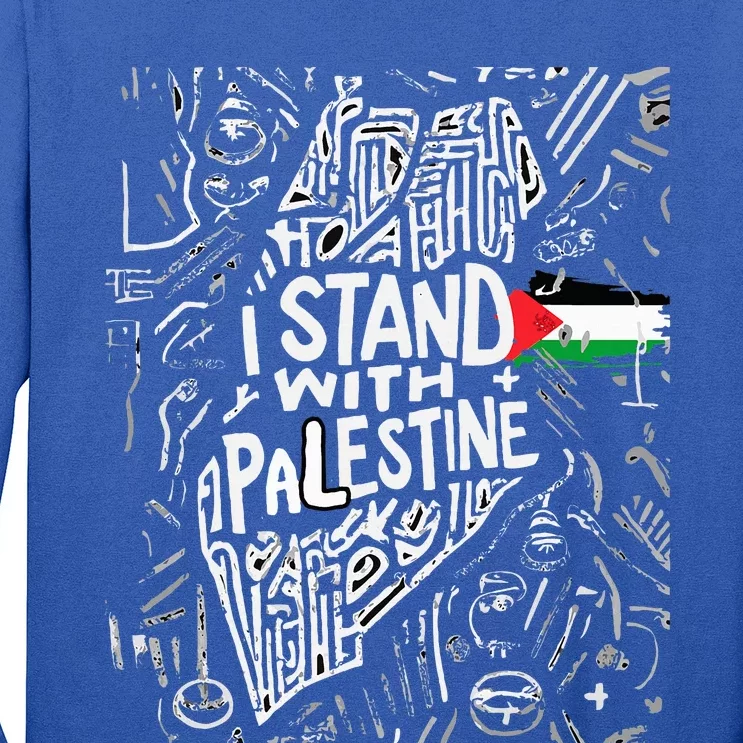 i stand with palestine quote a free palestine design Long Sleeve Shirt