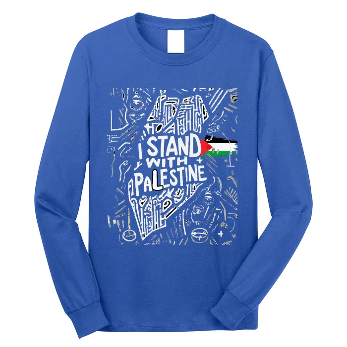 i stand with palestine quote a free palestine design Long Sleeve Shirt