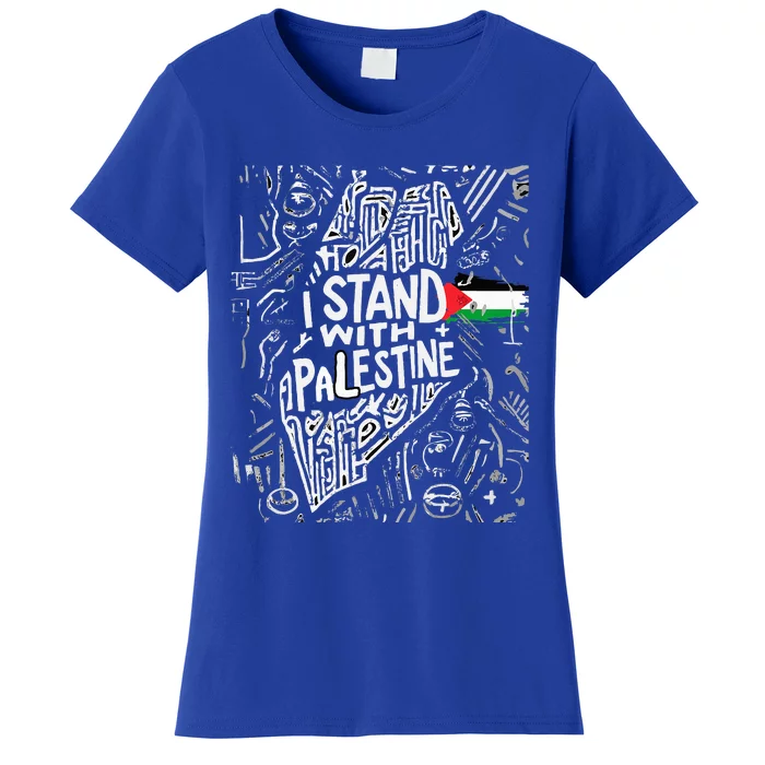 i stand with palestine quote a free palestine design Women's T-Shirt