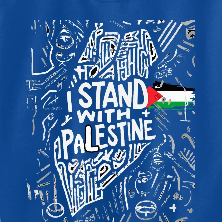 i stand with palestine quote a free palestine design Kids Sweatshirt