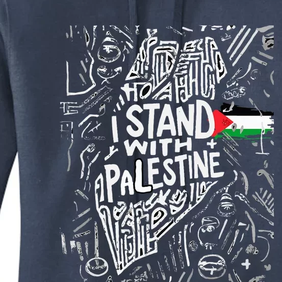 i stand with palestine quote a free palestine design Women's Pullover Hoodie