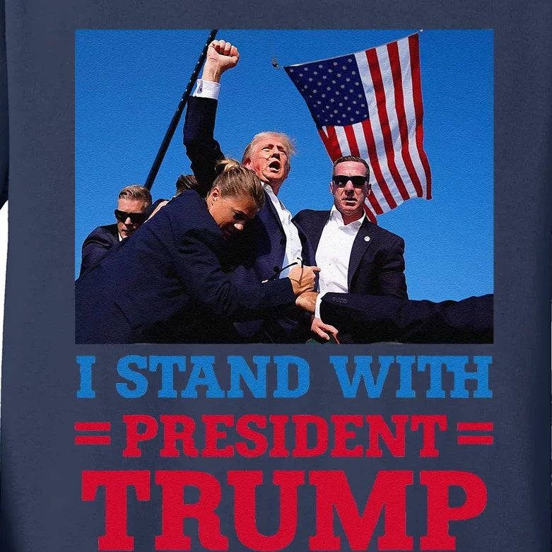 I Stand With President Trump After The Shooting At His Rally Kids Long Sleeve Shirt