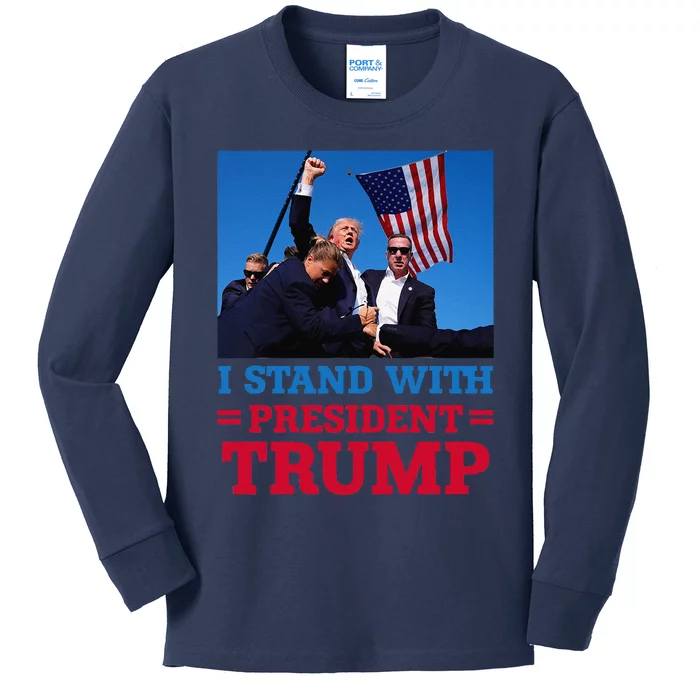 I Stand With President Trump After The Shooting At His Rally Kids Long Sleeve Shirt