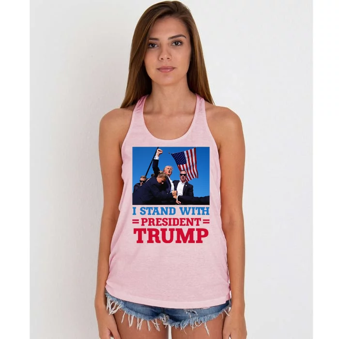 I Stand With President Trump After The Shooting At His Rally Women's Knotted Racerback Tank