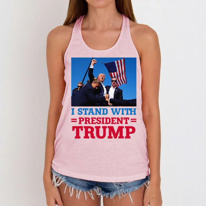 I Stand With President Trump After The Shooting At His Rally Women's Knotted Racerback Tank