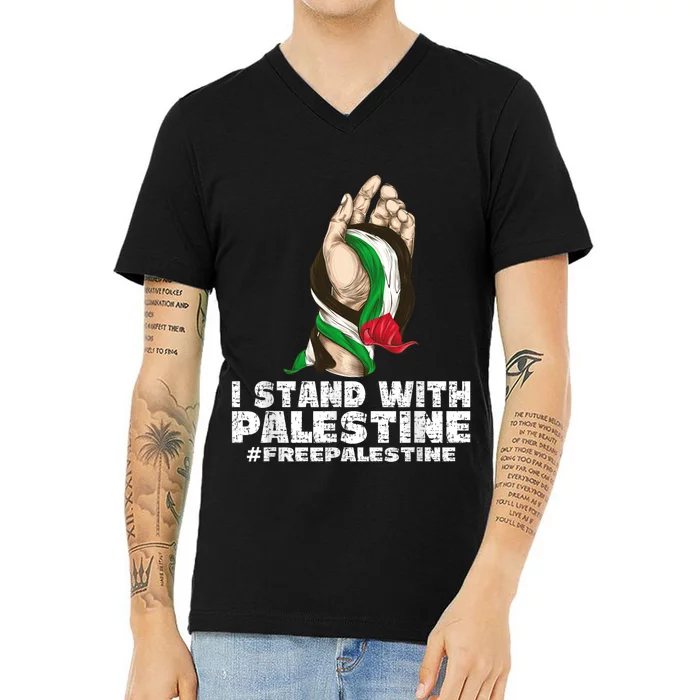 I Stand With Palestine For Their Freedom Free Palestine V-Neck T-Shirt