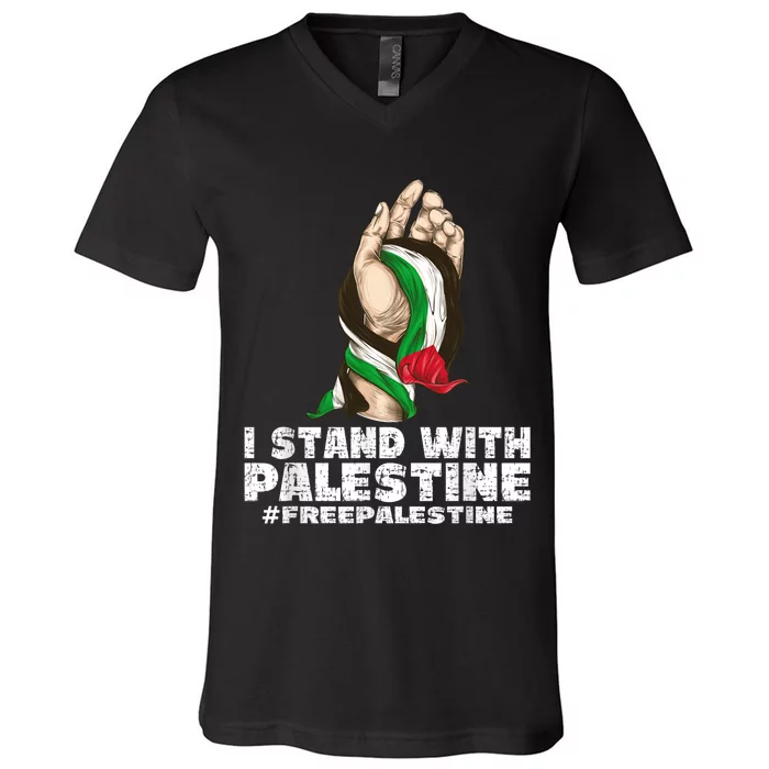 I Stand With Palestine For Their Freedom Free Palestine V-Neck T-Shirt