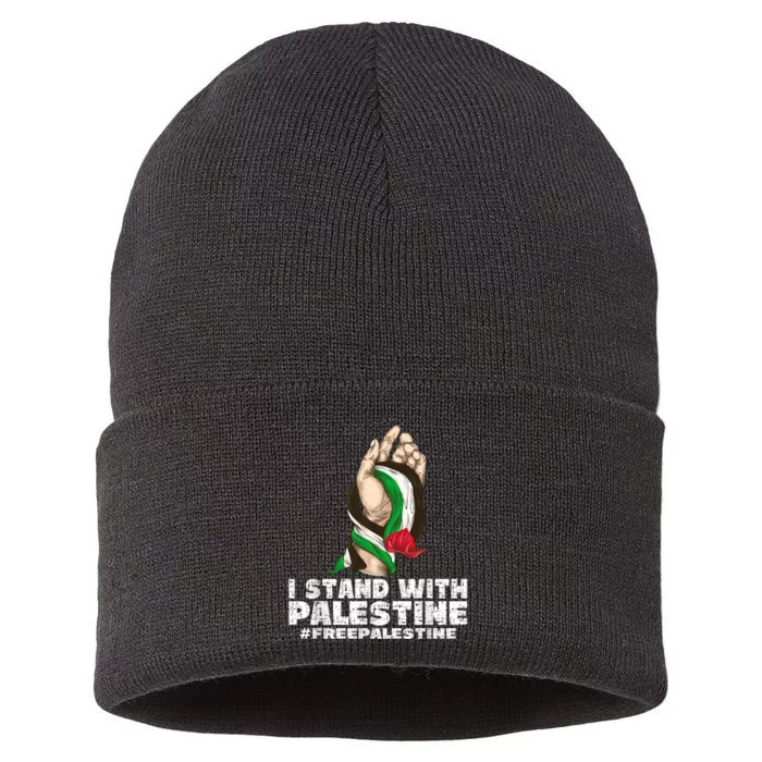 I Stand With Palestine For Their Freedom Free Palestine Sustainable Knit Beanie