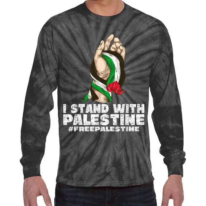 I Stand With Palestine For Their Freedom Free Palestine Tie-Dye Long Sleeve Shirt