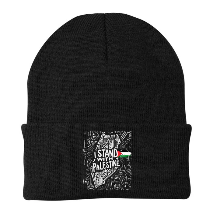 i stand with palestine quote a free palestine design Knit Cap Winter Beanie