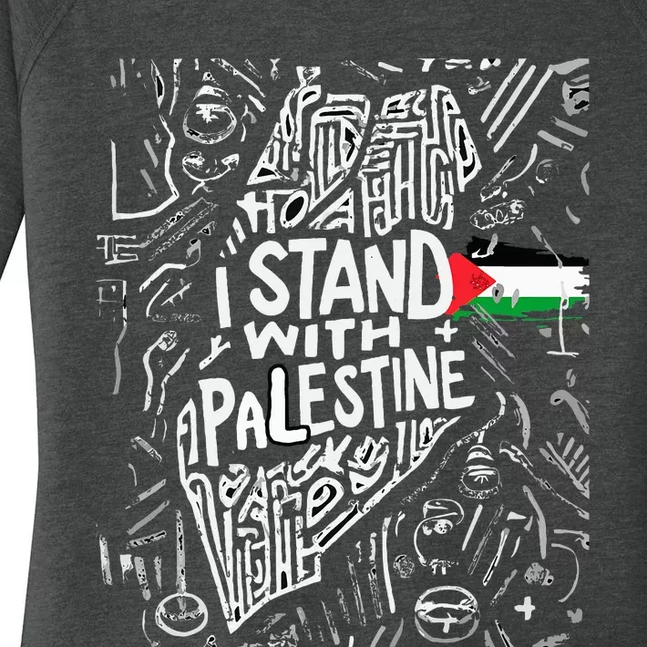 i stand with palestine quote a free palestine design Women's Perfect Tri Tunic Long Sleeve Shirt