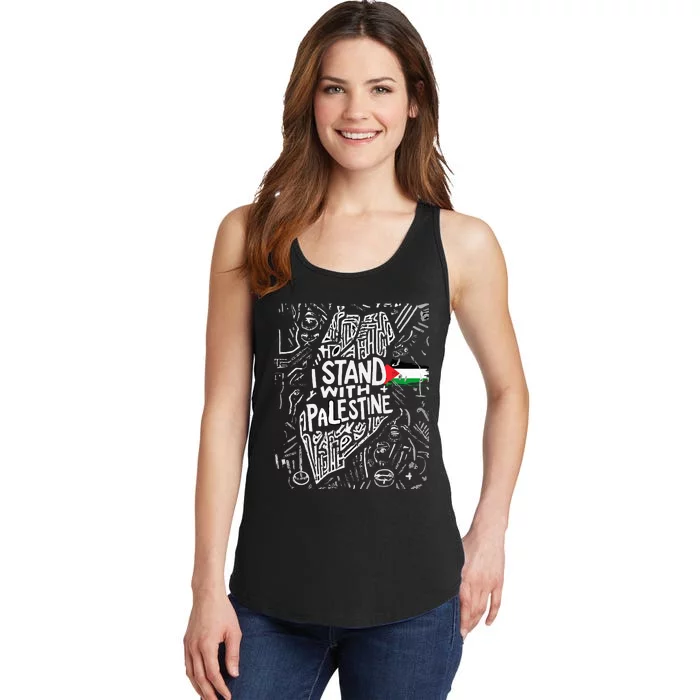 i stand with palestine quote a free palestine design Ladies Essential Tank