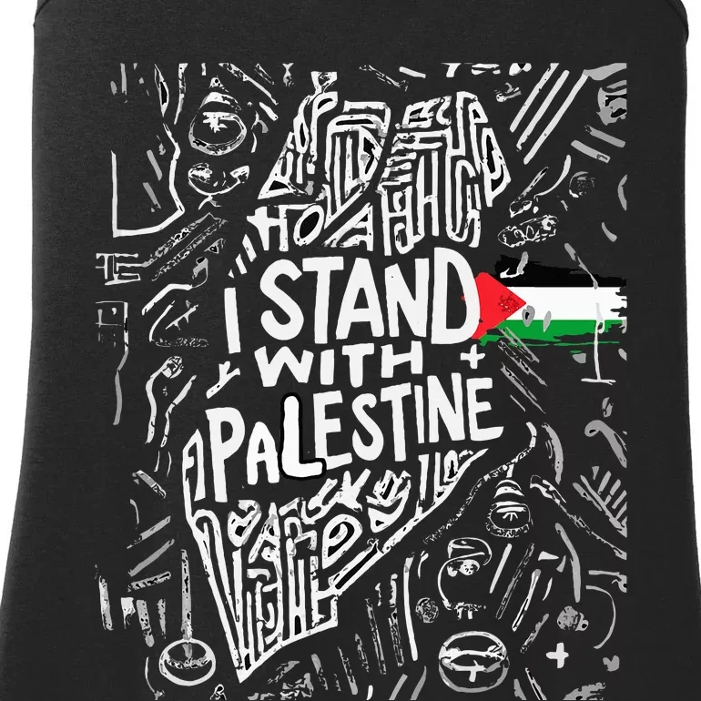 i stand with palestine quote a free palestine design Ladies Essential Tank