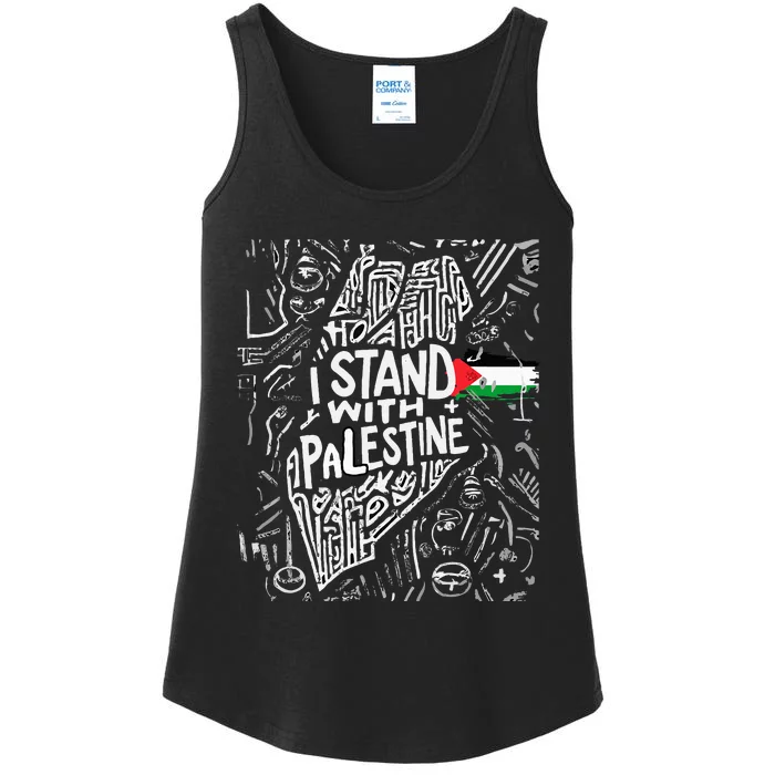 i stand with palestine quote a free palestine design Ladies Essential Tank