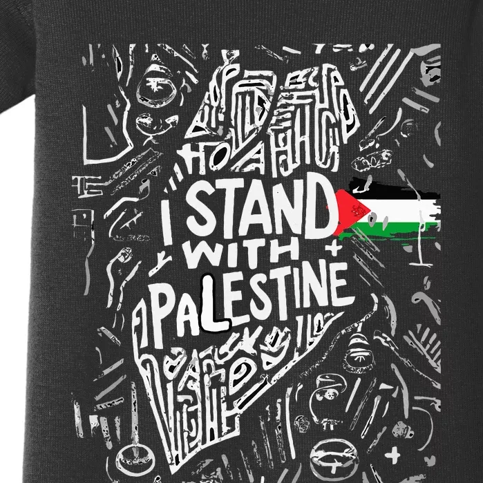 i stand with palestine quote a free palestine design Baby Bodysuit