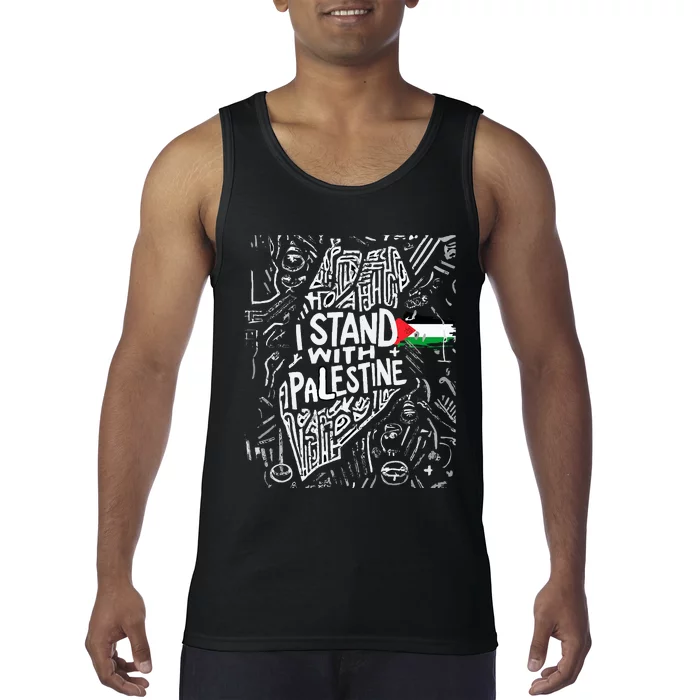 i stand with palestine quote a free palestine design Tank Top