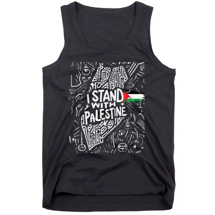 i stand with palestine quote a free palestine design Tank Top