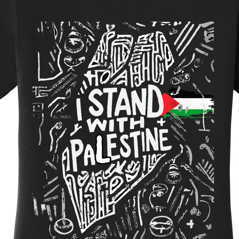 i stand with palestine quote a free palestine design Women's T-Shirt