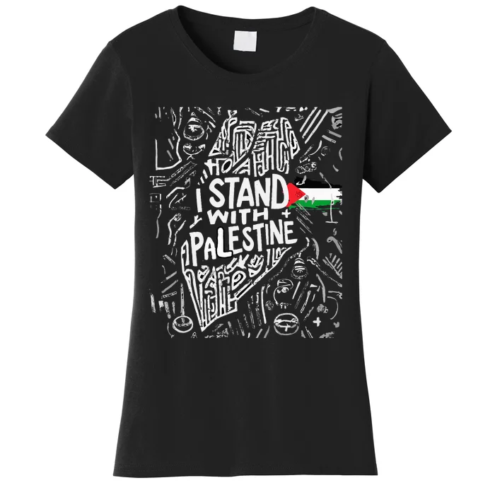 i stand with palestine quote a free palestine design Women's T-Shirt