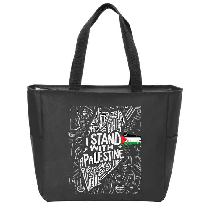 i stand with palestine quote a free palestine design Zip Tote Bag