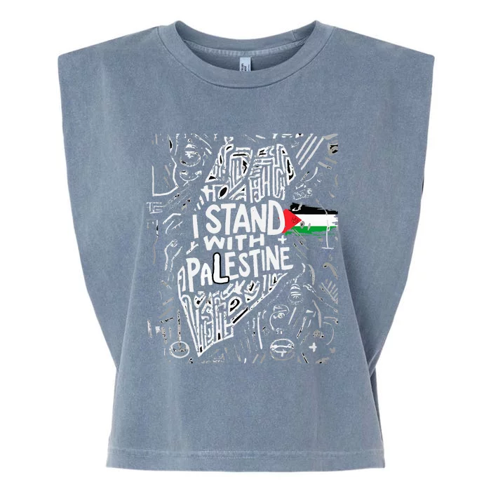 i stand with palestine quote a free palestine design Garment-Dyed Women's Muscle Tee