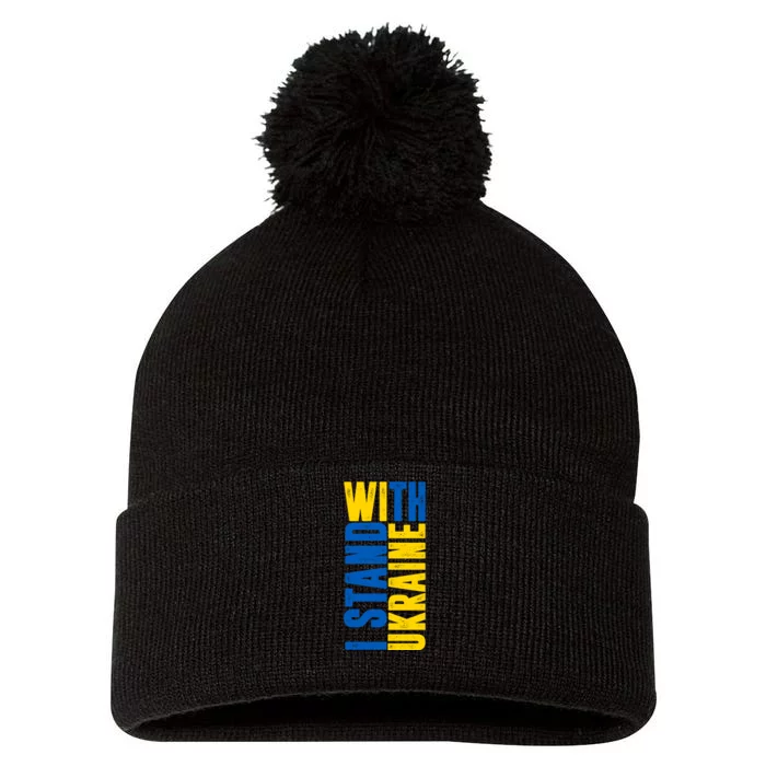 I Stand With Ukraine Pom Pom 12in Knit Beanie