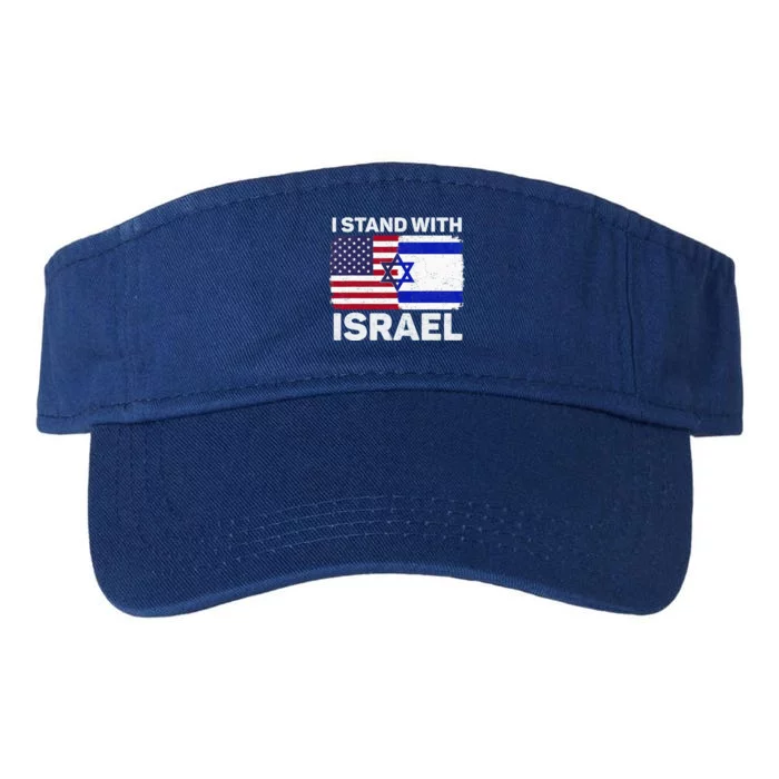 I Stand With Israel Usa American Flag With Israel Flag Valucap Bio-Washed Visor