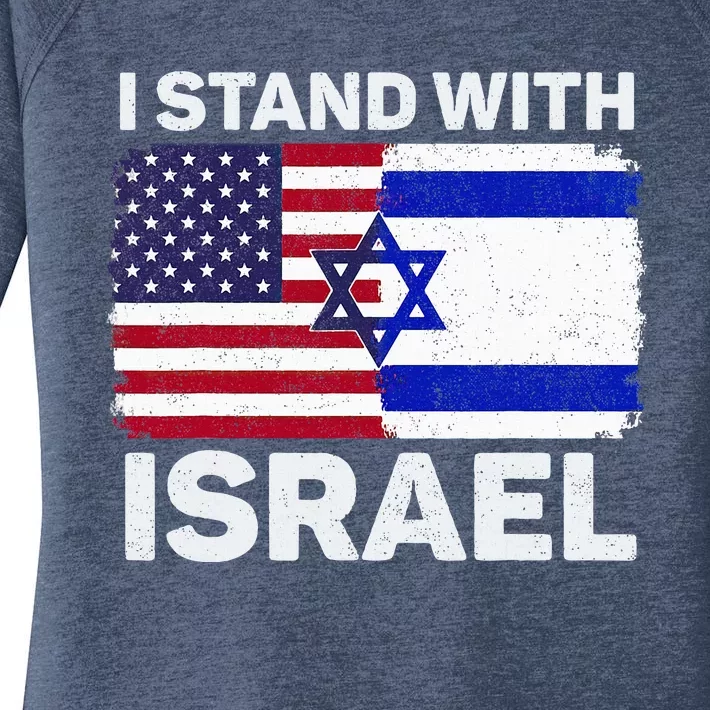 I Stand With Israel Usa American Flag With Israel Flag Women's Perfect Tri Tunic Long Sleeve Shirt