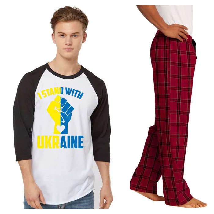 I Stand With Ukriane Protest Fist Support Ukaine Raglan Sleeve Pajama Set