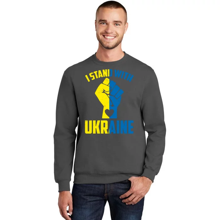 I Stand With Ukriane Protest Fist Support Ukaine Tall Sweatshirt