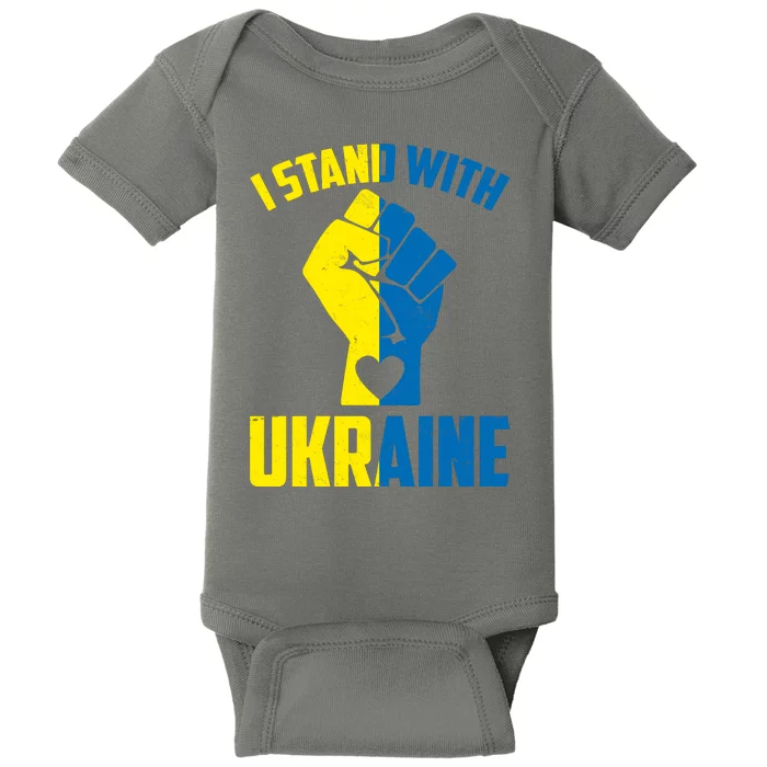 I Stand With Ukriane Protest Fist Support Ukaine Baby Bodysuit