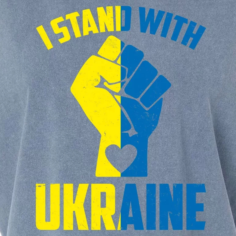 I Stand With Ukriane Protest Fist Support Ukaine Garment-Dyed Women's Muscle Tee