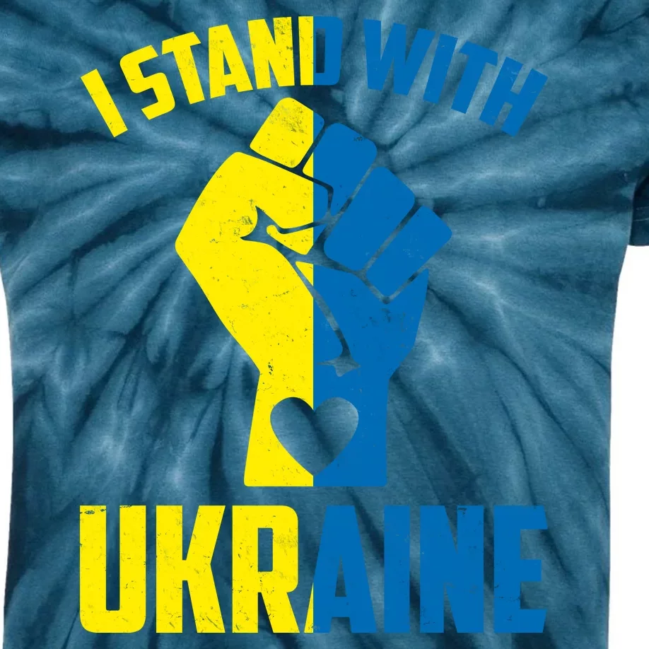 I Stand With Ukriane Protest Fist Support Ukaine Kids Tie-Dye T-Shirt