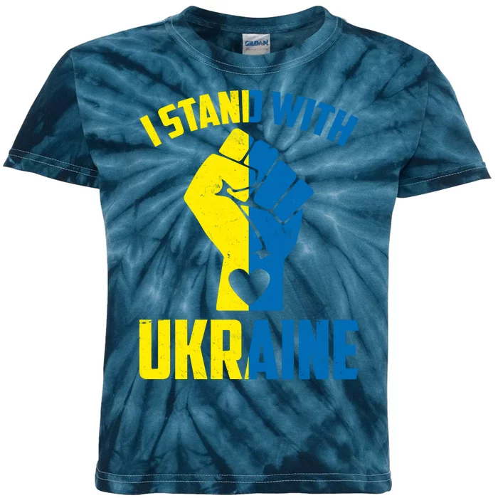 I Stand With Ukriane Protest Fist Support Ukaine Kids Tie-Dye T-Shirt