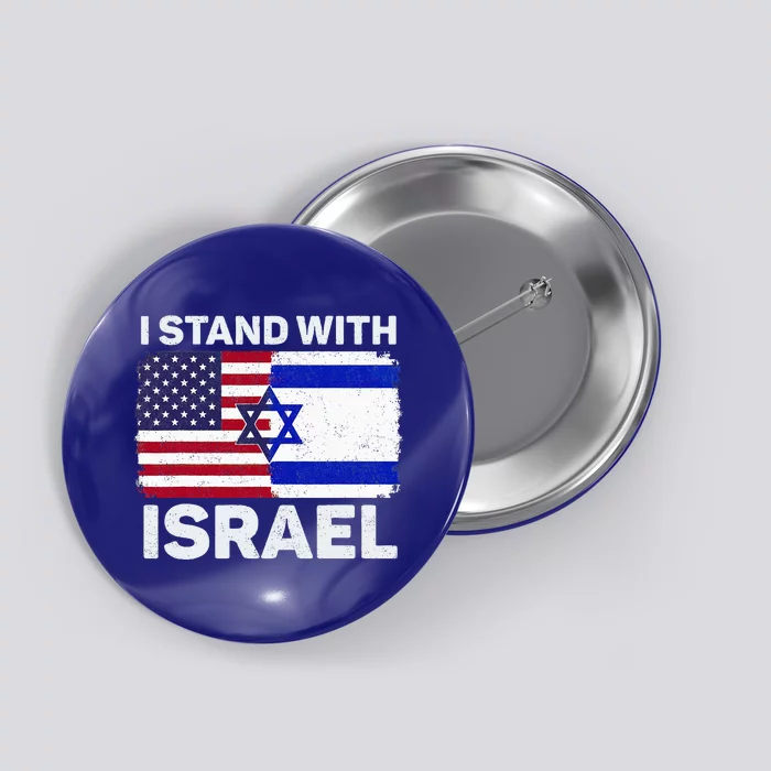 I Stand With Israel USA American Flag with Israel Flag Button