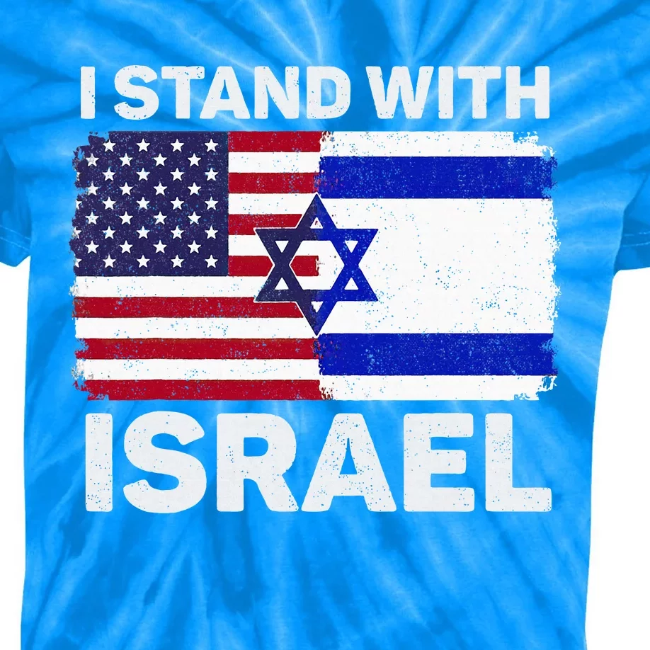 I Stand With Israel USA American Flag with Israel Flag Kids Tie-Dye T-Shirt