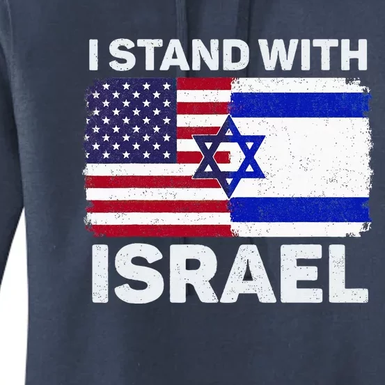 I Stand With Israel USA American Flag with Israel Flag Women's Pullover Hoodie