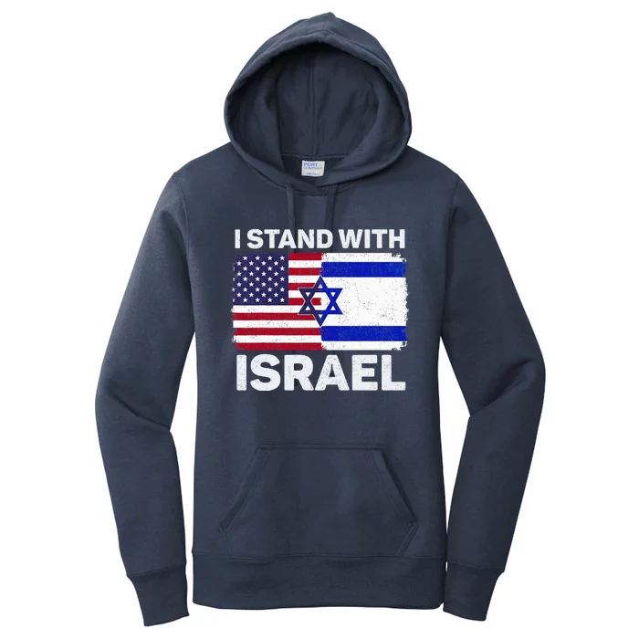 I Stand With Israel USA American Flag with Israel Flag Women's Pullover Hoodie