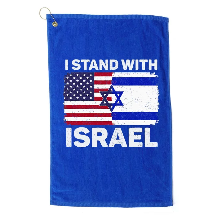 I Stand With Israel USA American Flag with Israel Flag Platinum Collection Golf Towel