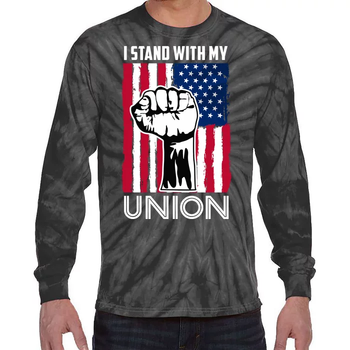 I Stand With My Union UAW On Strike Red United Auto Workers Tie-Dye Long Sleeve Shirt