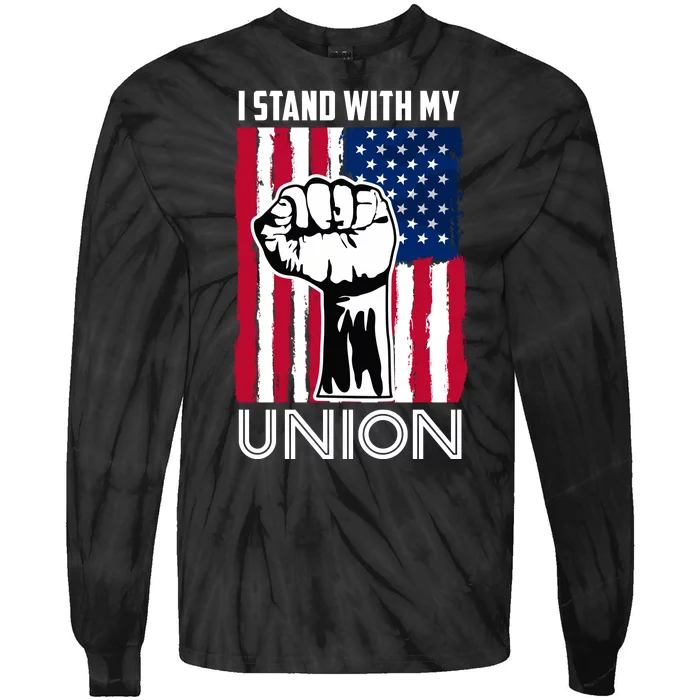 I Stand With My Union UAW On Strike Red United Auto Workers Tie-Dye Long Sleeve Shirt