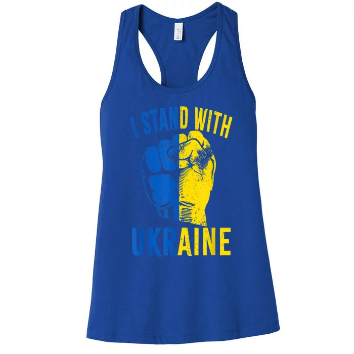 I Stand With Ukraine Flag Power Support Ukraine Gift Women's Racerback Tank