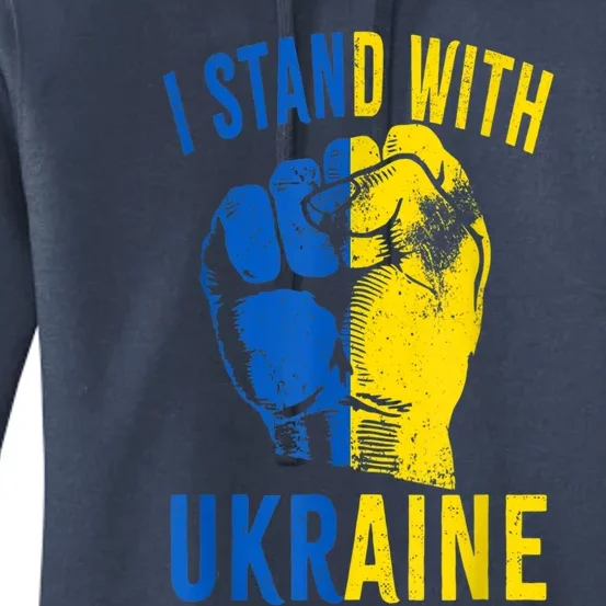 I Stand With Ukraine Flag Power Support Ukraine Gift Women's Pullover Hoodie