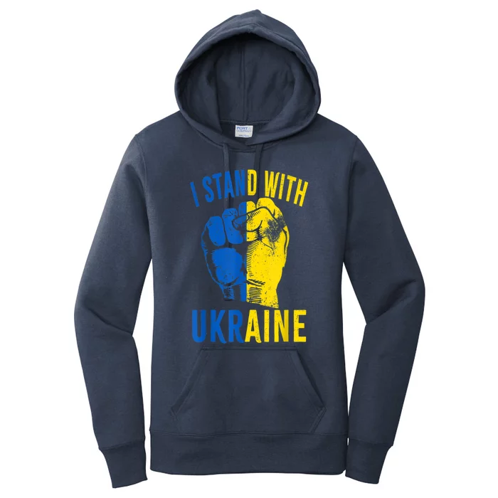 I Stand With Ukraine Flag Power Support Ukraine Gift Women's Pullover Hoodie