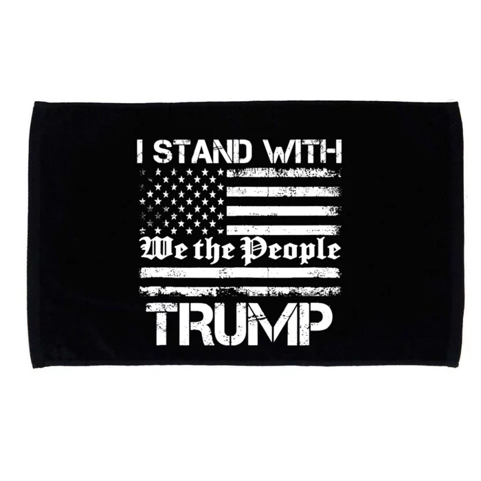 I Stand With Trump American Flag Woman USA Vintage Tee Microfiber Hand Towel