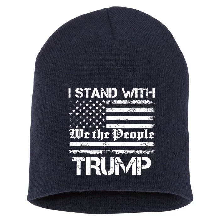 I Stand With Trump American Flag Woman USA Vintage Tee Short Acrylic Beanie